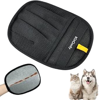 Upgraded Five-Finger Pet Hair Remover, Electrostatic Pet Hair Removal Glove for Cats & Dogs, Reusable Blue Grooming Glove for Furniture, Sofa, Carpet, Car Seat & Clothing(Black)