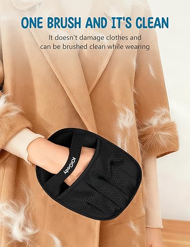 Upgraded Five-Finger Pet Hair Remover, Electrostatic Pet Hair Removal Glove for Cats & Dogs, Reusable Blue Grooming Glove for Furniture, Sofa, Carpet, Car Seat & Clothing(Black)