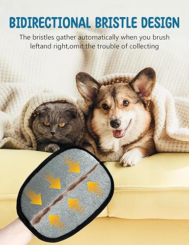 Upgraded Five-Finger Pet Hair Remover, Electrostatic Pet Hair Removal Glove for Cats & Dogs, Reusable Blue Grooming Glove for Furniture, Sofa, Carpet, Car Seat & Clothing(Black)