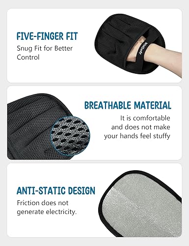 Upgraded Five-Finger Pet Hair Remover, Electrostatic Pet Hair Removal Glove for Cats & Dogs, Reusable Blue Grooming Glove for Furniture, Sofa, Carpet, Car Seat & Clothing(Black)