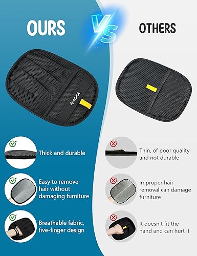 Upgraded Five-Finger Pet Hair Remover, Electrostatic Pet Hair Removal Glove for Cats & Dogs, Reusable Blue Grooming Glove for Furniture, Sofa, Carpet, Car Seat & Clothing(Black)